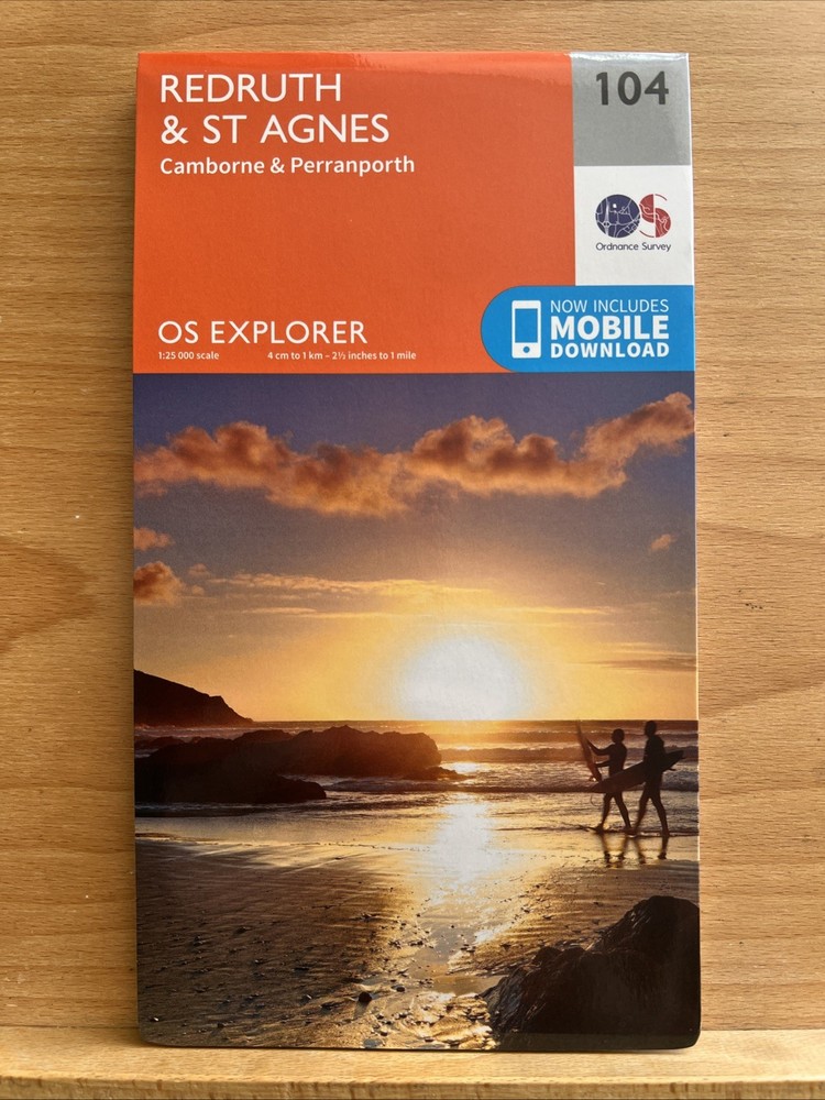 OS Explorer Map 104 REDRUTH & St Agnes, Camborne, Perranporth – New/unused