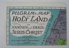 Original Vintage Pilgrims Tourist Folding Map & Bag Holyland Palestine 1978