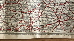 Vintage 1960s road map, 50 miles about Birmingham, Geographia, cloth backed