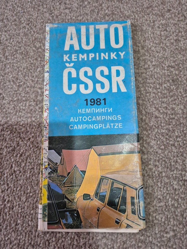 Rare Vintage Road Map Of Czechoslovakia 1981 With Campsites. Auto Kempinky CSSR