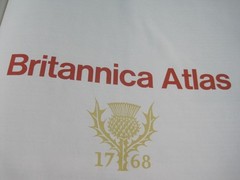 BRITANNICA ATLAS 1768 – 1988 15″ X 11″ BLUE HARDBACK BOOK WITH BEAUTIFUL MAPS