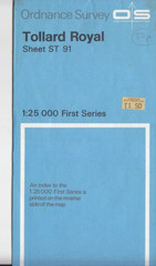Ordnance Survey (OS) 1:25,000 First Series Map Sheet ST 91 Tollard Royal