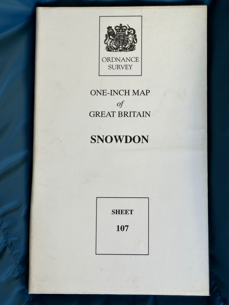 Ordnance Survey, 1 Inch Paper Map, Snowdon, no: 107, Library Ed, 1960’s