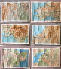 Vintage Bartholomews ‘Half-inch’ maps 1940s 1950s mid-century hand-drawn retro
