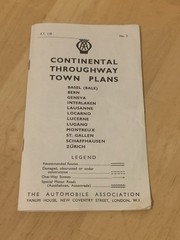 AA Continental Throughway Town Plans Basel Bern Geneva Zurich St Gallen Montreux