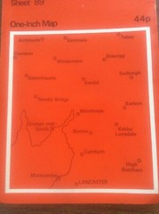 Lancaster & Kendal Cumbria Vintage 1960s Ordnance Survey OS One Inch Map