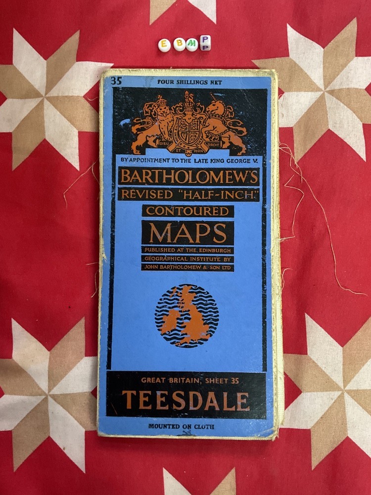 ANTIQUE Bartholomews Map , FOLD OUT MAP , Teesdale , hiking , rambling