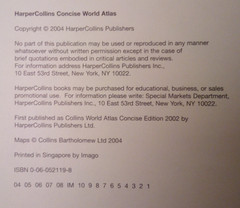 “Harpercollins Concise World Atlas” HC DJ 2004