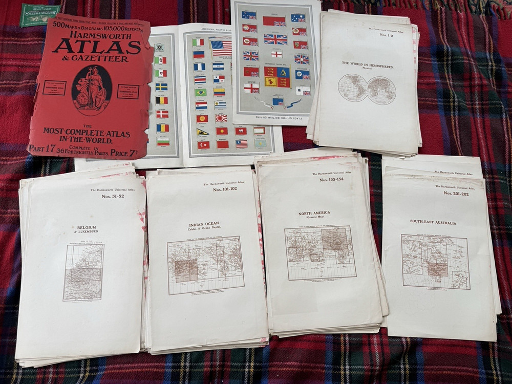 Harmsworth Universal Atlas Genuine Large Maps Bundle x 89 + 3