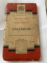 Vintage Ordnance Survey Linen Backed Map Fakenham 1954 One Inch/One Mile.Good