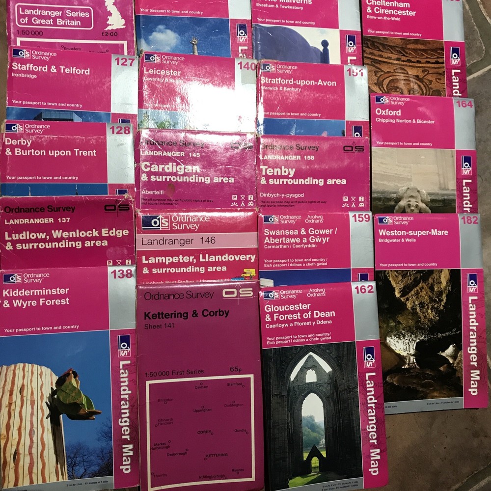 Oxford Cheltenham Worcester LANDRANGER OS ORDNANCE SURVEY MAPS JOB LOT BUNDLE 18