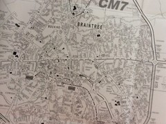 BRAINTREE WITHAM Hatfield Peverel fold out street map Black/White