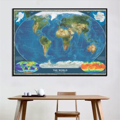 The World Satellite Map Geography Poster Print 36″*24″