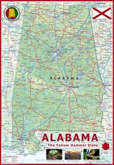 Alabama USA Physical Map – Laminated 62cm x 43cm