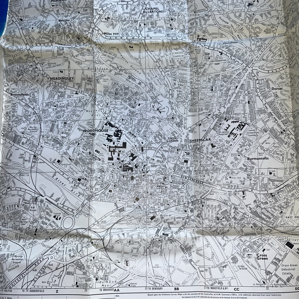 Vintage Leeds Street Plan Indexed 1986 Map Geographia