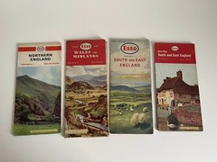 Esso England Road Maps x4 Folding Vintage 1960s 1970s
