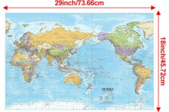 World Map Political Poster Educational Art Wall Chart Travel 45X73CM 18*29in