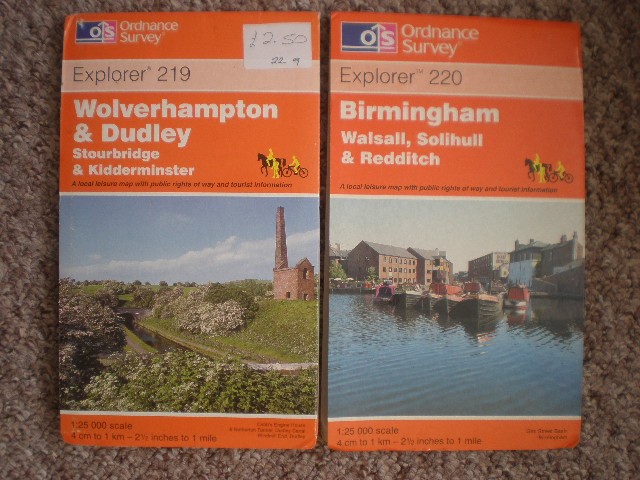 219 220 BIRMINGHAM WOLVERHAMPTON, DUDLEY LOT EXPLORER ORDNANCE SURVEY MAPS OS