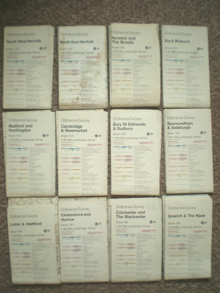 132 134 143 153 154 155 156 166 168 169 LANDRANGER OS ORDNANCE SURVEY MAPS LOT