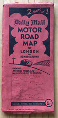 Daily Mail Motor Road Map of London, two-sides, 10 miles around, vintage