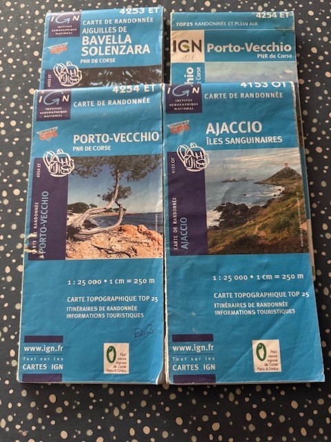 Corsica France IGN Cartes de Randonee Ajaccio, Porto-Vecchio, Bavella Maps