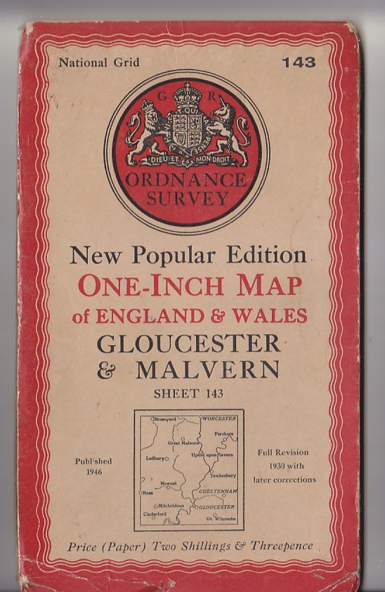 Ordnance Survey Map One Inch New Popular Edition Sheet 143 Gloucester & Malvern