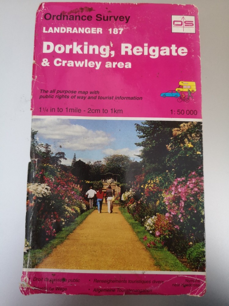 VGC Landranger Map 187 Dorking Reigate and Crawley Area, Ordnance Survey VGC