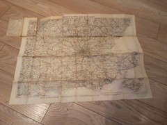 Vintage Bacon’s Cycling Road Map of England Sheet 6 poor condition see photos pl
