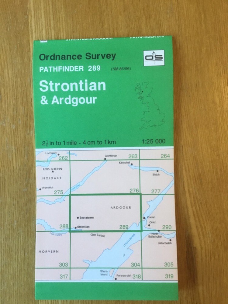 1996 Ordnance Survey Pathfinder Map 289 NM 86/96 Strontian and Ardgour