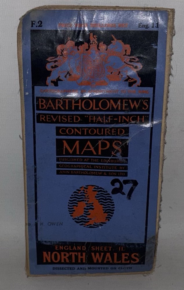 Bartholomew’s Half-inch Contoured Cloth Map – North Wales – Sheet 11 – 1937