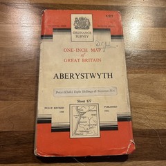 ABERYSTWYTH Ordnance Survey CLOTH Map 1952 Sheet 127 Seventh Series Machynlleth