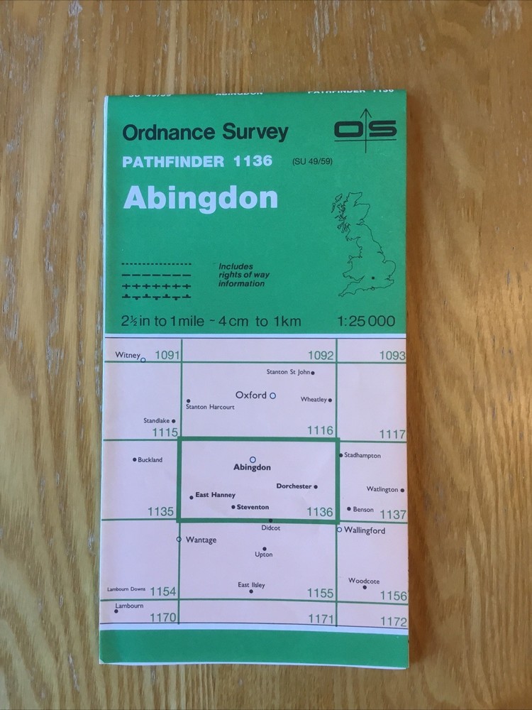 1988 Ordnance Survey Pathfinder Map 1136 SU 49/59 Abingdon (incl Dorchester )