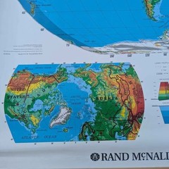3 in 1 Vintage Rand McNally School Maps California, World & Political 66×50″