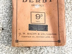 VINTAGE BACONS CYCLING & MOTORING MAP OF DERBY