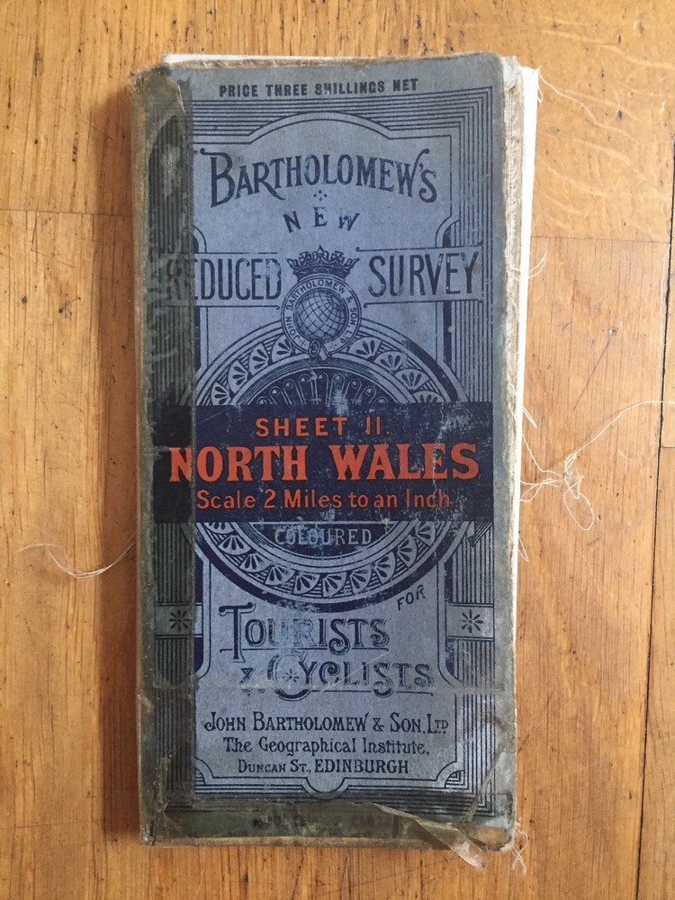 Bartholomew – 2 Miles To Inch Contoured Cloth Map – North Wales Sheet 11 1920’s