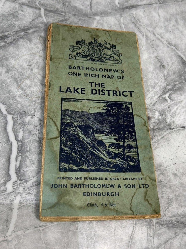 Vintage Bartholomew’s Cloth Map Of The Lake District