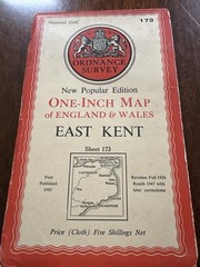 Vintage Ordnance Survey Map Sheet 173 East Kent 1945 New Popular Edition