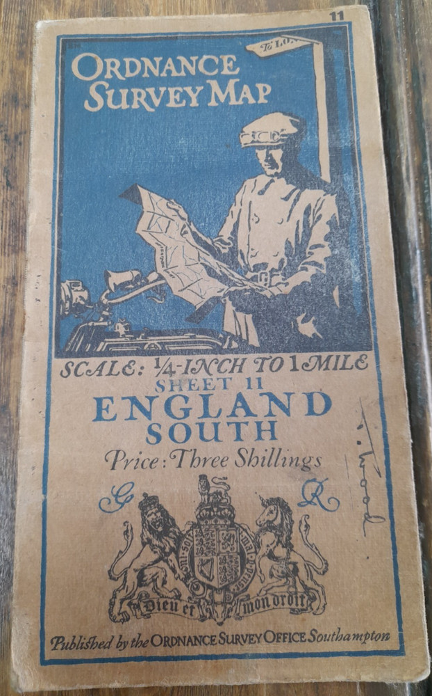 Vintage Ordnance Survey Map Of England South Sheet 11, 1919