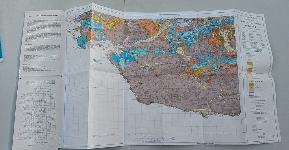 Ordnance Survey Geological Map, Bridgend, Solid & Drift, Folded, Sheet 261