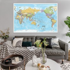 5×3 7x5ft A1/2 Large World Map Canvas Poster Political Maps Home Wall Decoration