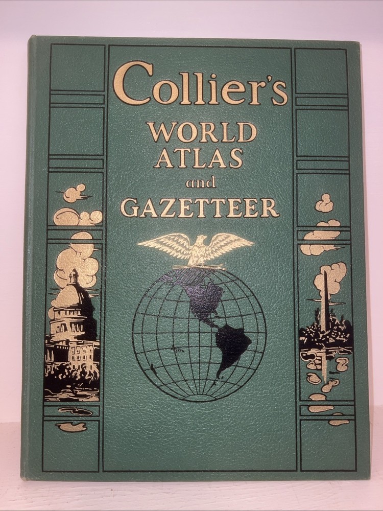 Collier’s World Atlas and Gazetteer Hardcover Book 1941 Maps Photography