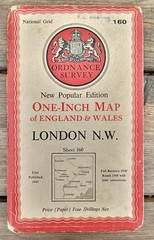 Ordnance Survey One-Inch Map 160 LONDON N W New Popular 6th Edition 1945