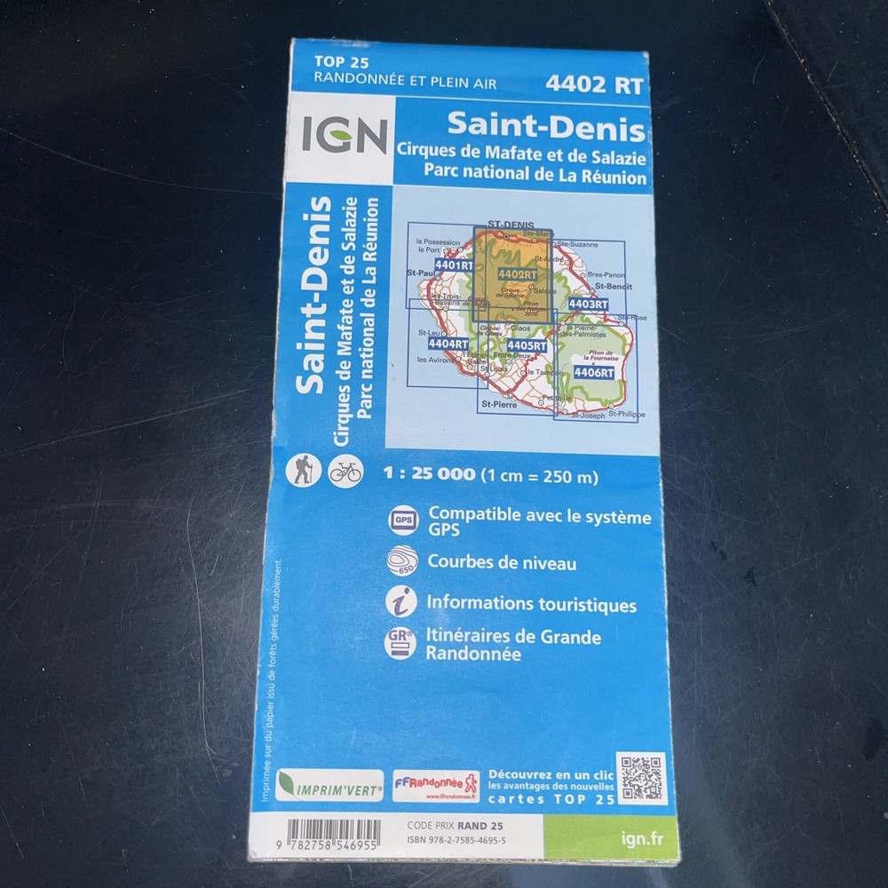 IGN – Top 25 Randonnée et plein air – La Reunion 4402 RT – Saint Denis 1:25 000