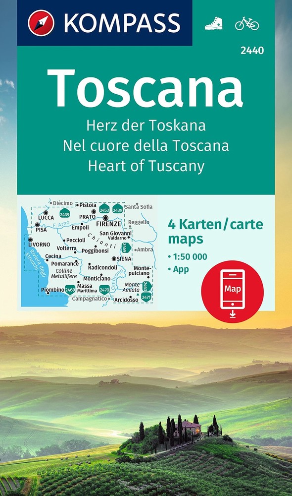 KOMPASS-Karten Hiking Map Set 2440 Toscana, Heart of Tuscany (4 maps) 1:5 (Map)