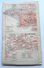 Vintage Map-Carte Touristique de la Cote de Cornouaille-Collection Rivages 25-VG