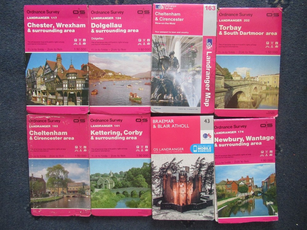 8 x LANDRANGER OS MAPS JOB LOT Ordnance Survey (D1)