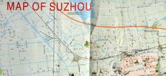 Street Map Suzhou, China, Jinji Lake, Guanqian Street and Pingjiang