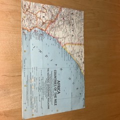1963 National Geographic Magazine, Folded Paper Map,Africa Countries of The Nile