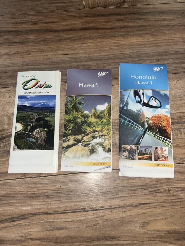 Lot of 2 – AAA 2013-16 Road Maps – Hawaii & Honolulu Plus Oahu