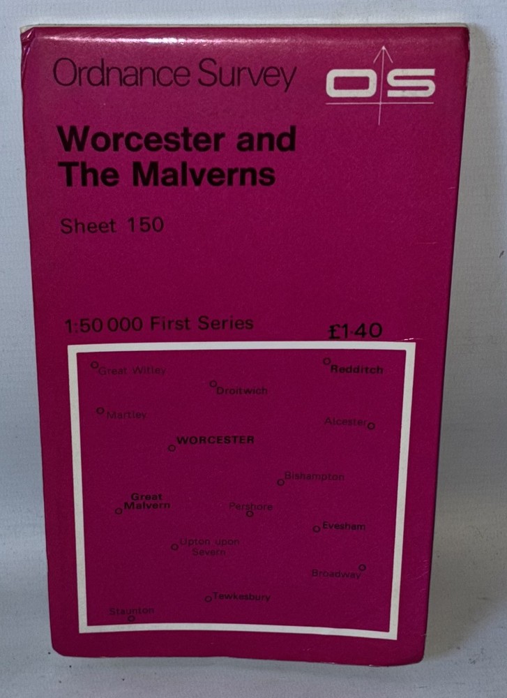 Ordnance Survey 1:50,000 Map – Worcester & The Malverns – Sheet 150 – 1974